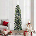 Artificial Slim Christmas Tree with 300 LED Green and White 210 cm
