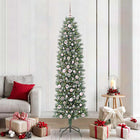 Artificial Slim Christmas Tree with 300 LED Green and White 210 cm