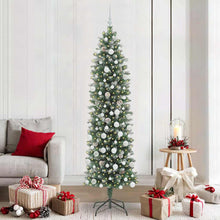 Kunstmatige slanke kerstboom met 300 LED Groen en wit 210 cm