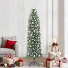 Artificial Slim Christmas Tree with 300 LED Green and White 210 cm