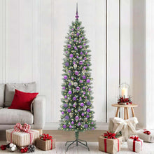 Kunstmatige slanke kerstboom met 300 LED Groen en wit 210 cm