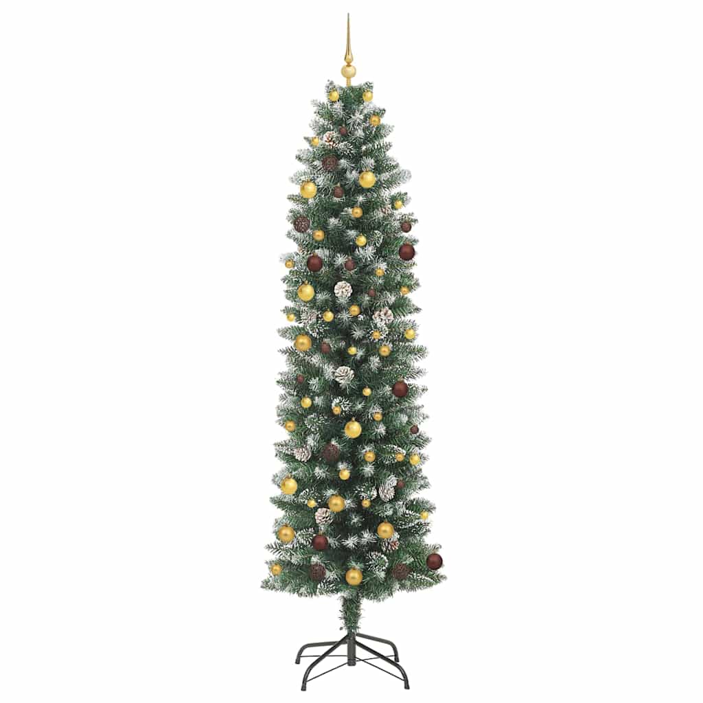 Kunstmatige slanke kerstboom met 300 LED Groen en Wit 240 cm