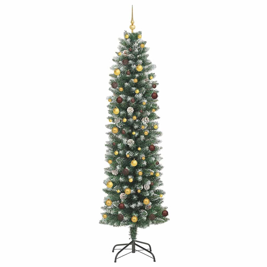 Kunstmatige slanke kerstboom met 300 LED Groen en Wit 240 cm