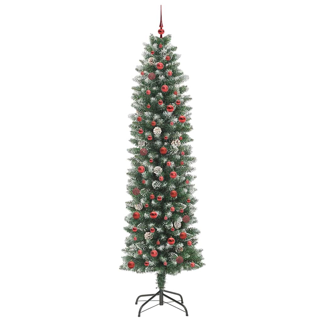 Kunstmatige Slanke Kerstboom Met 300 Led Groen En Wit 240 cm