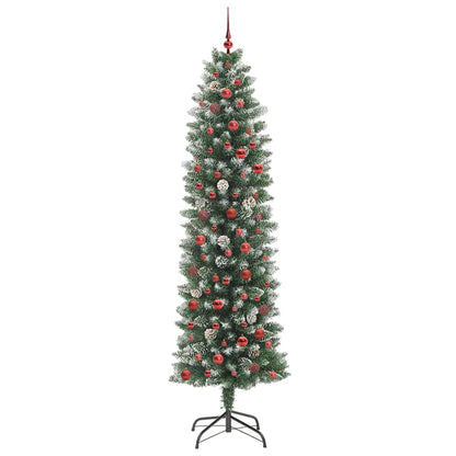 Kunstmatige Slanke Kerstboom Met 300 Led Groen En Wit 240 cm