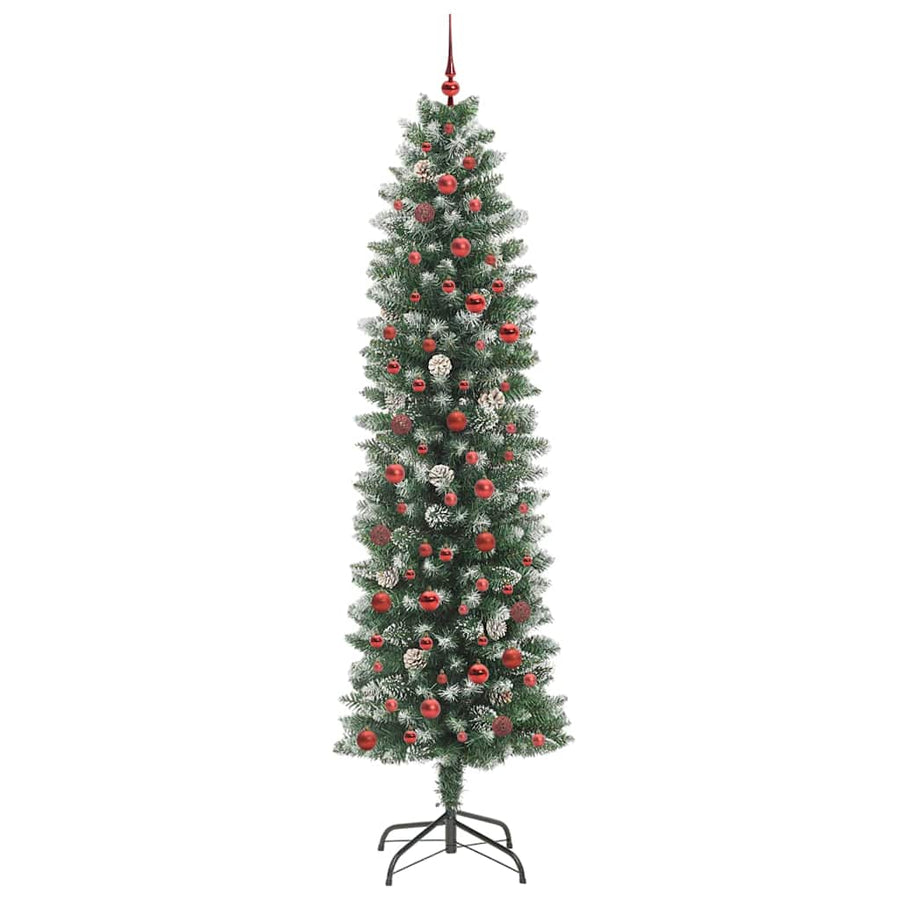 Kunstmatige Slanke Kerstboom Met 300 Led Groen En Wit 240 cm