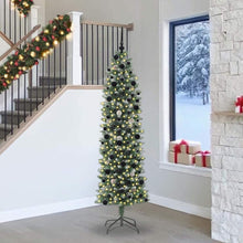 Kunstmatige Slanke Kerstboom Met 300 Led Groen En Wit 240 cm