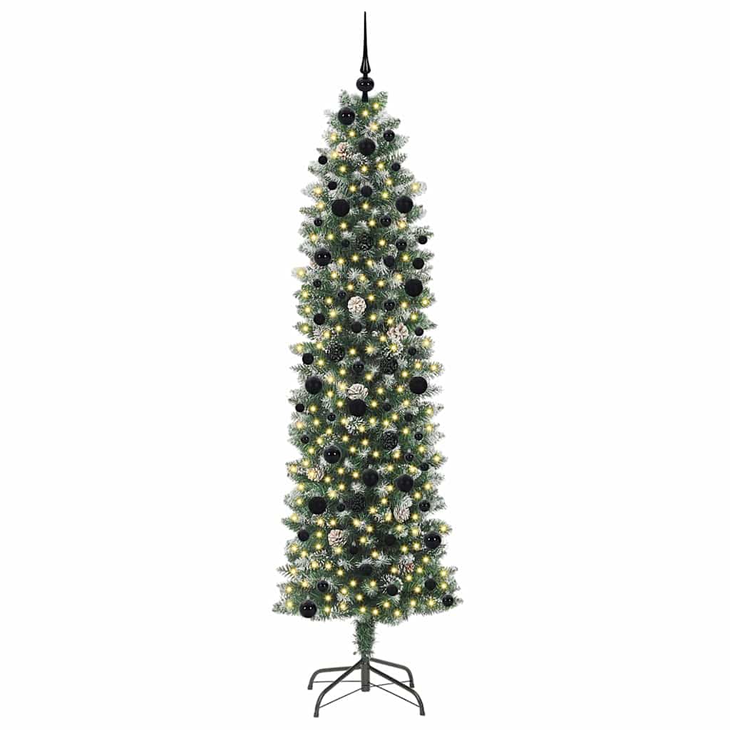 Kunstmatige Slanke Kerstboom Met 300 Led Groen En Wit 240 cm