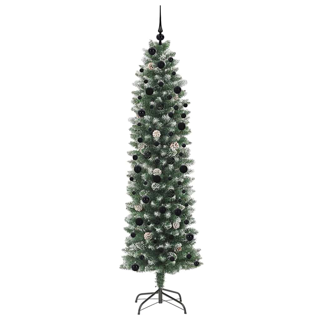 Kunstmatige Slanke Kerstboom Met 300 Led Groen En Wit 240 cm