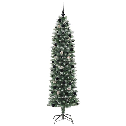 Kunstmatige Slanke Kerstboom Met 300 Led Groen En Wit 240 cm