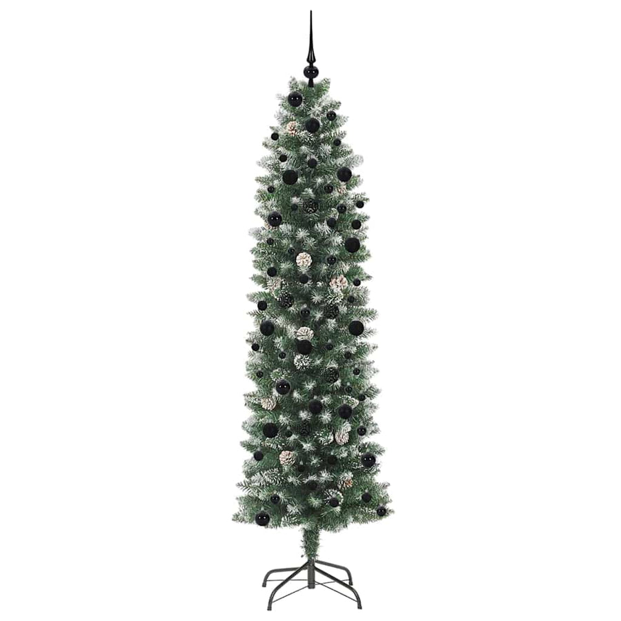 Kunstmatige Slanke Kerstboom Met 300 Led Groen En Wit 240 cm