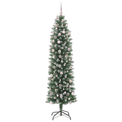 Kunstmatige Slanke Kerstboom Met 300 Led Groen En Wit 240 cm