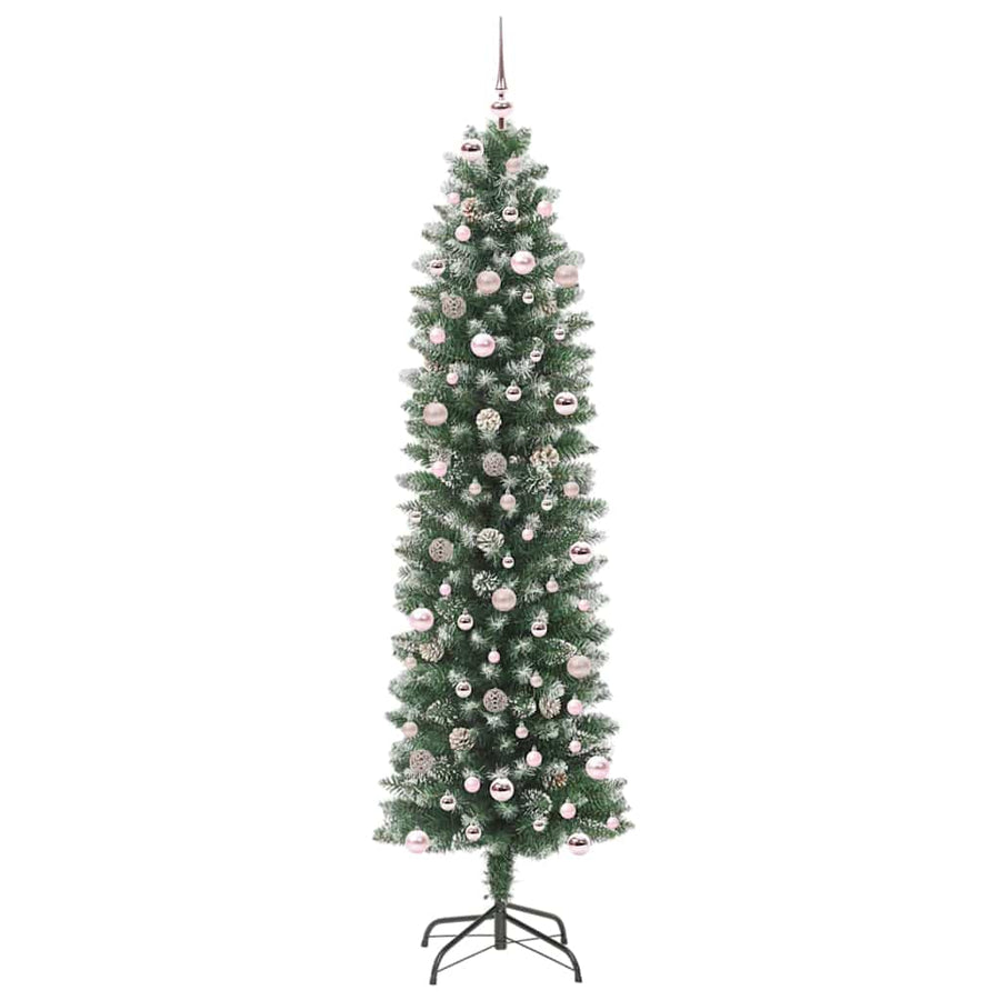 Kunstmatige Slanke Kerstboom Met 300 Led Groen En Wit 240 cm