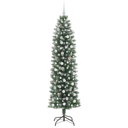 Kunstmatige Slanke Kerstboom Met 300 Led Groen En Wit 240 cm