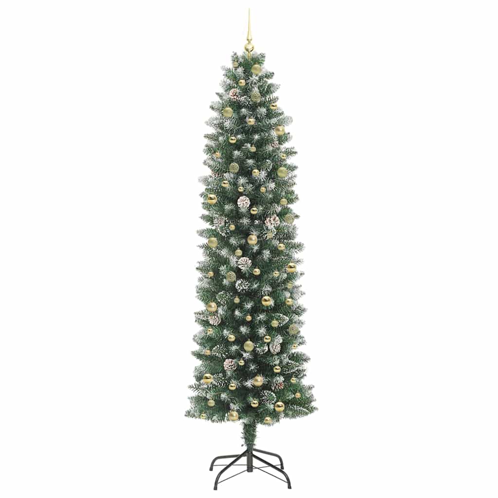 Kunstmatige slanke kerstboom met 300 LED Groen en Wit 240 cm