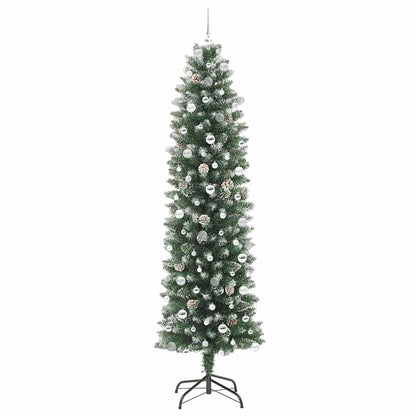 Kunstmatige slanke kerstboom met 300 LED Groen en Wit 240 cm