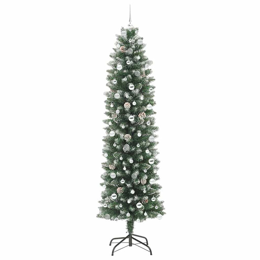 Kunstmatige slanke kerstboom met 300 LED Groen en Wit 240 cm
