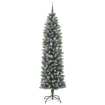 Kunstmatige Slanke Kerstboom Met 300 Led Groen En Wit 240 cm