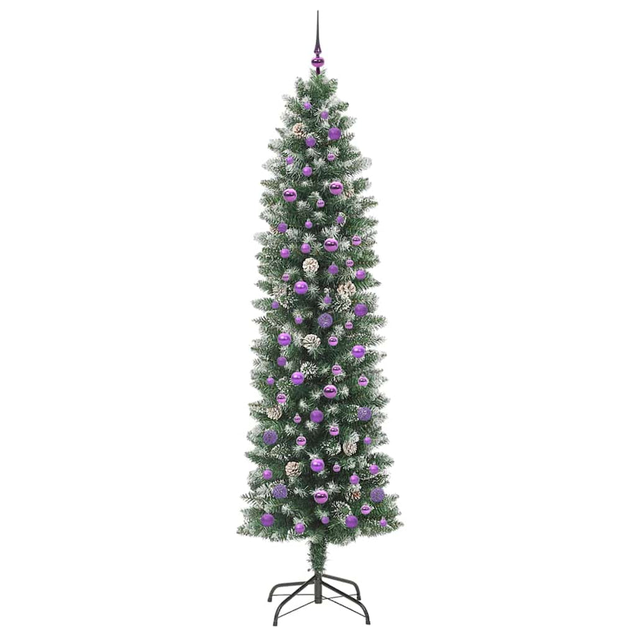 Kunstmatige Slanke Kerstboom Met 300 Led Groen En Wit 240 cm