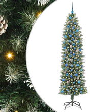 Kunstmatige Slanke Kerstboom Met 300 Led Groen En Wit 240 cm