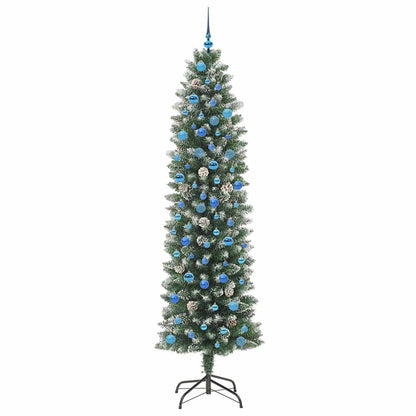 Kunstmatige Slanke Kerstboom Met 300 Led Groen En Wit 240 cm