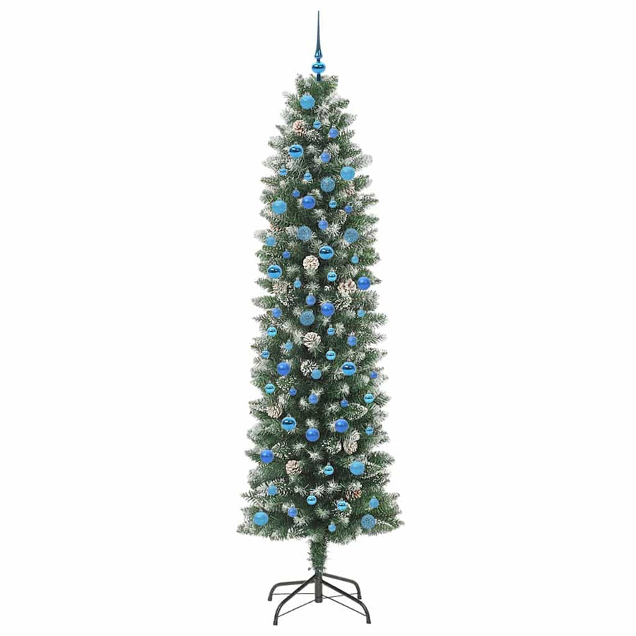Kunstmatige Slanke Kerstboom Met 300 Led Groen En Wit 240 cm