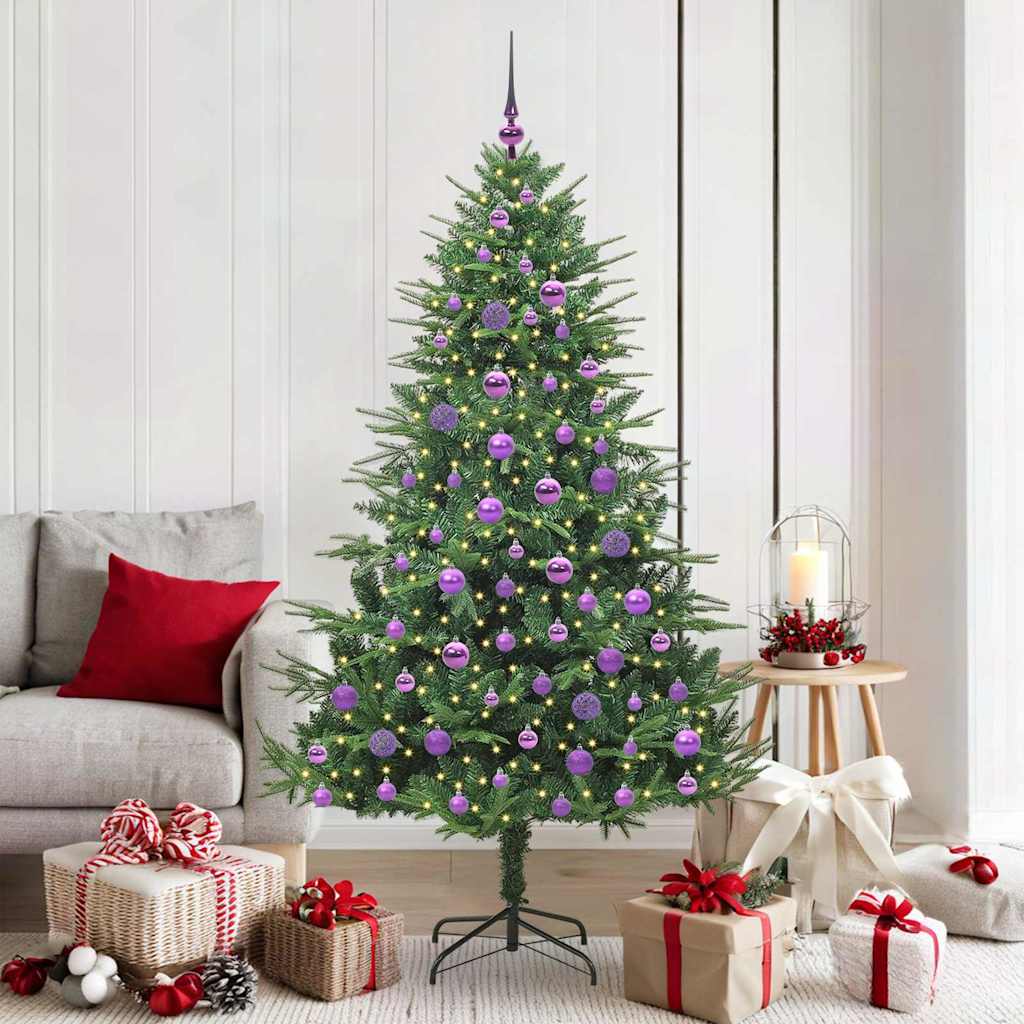 Artificial Pre-lit Kerstboom met Ballenset Groen 180 cm