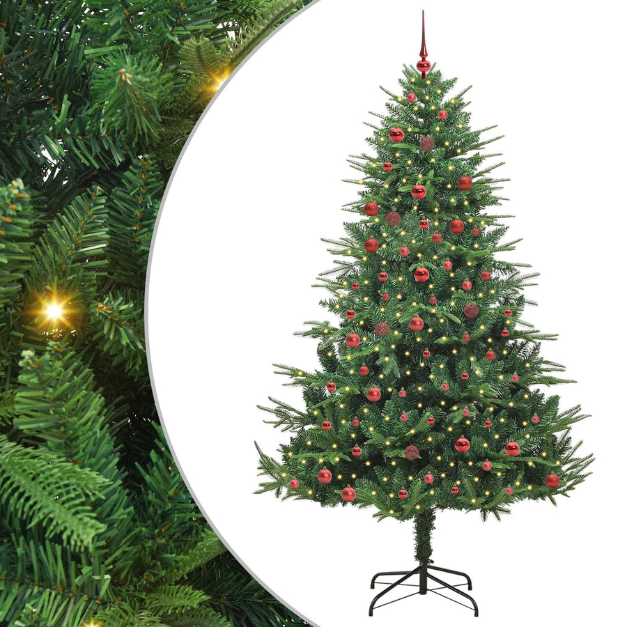 Artificial Pre-lit Kerstboom met Ballenset Groen 210 cm
