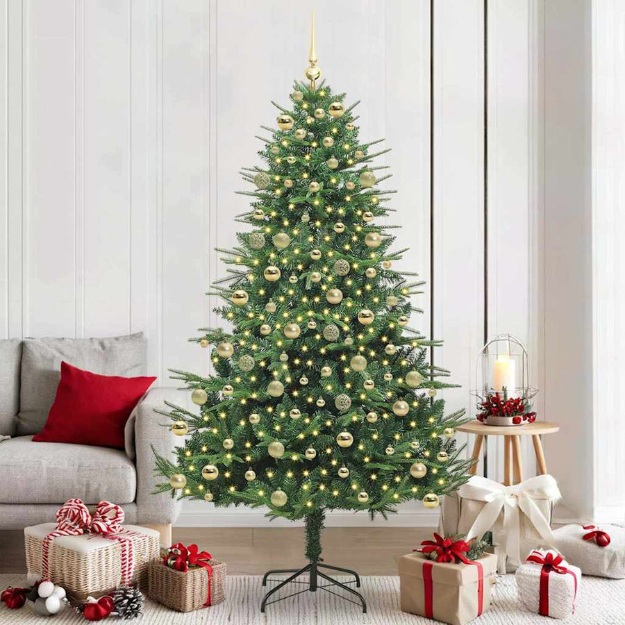 Artificial Pre-lit Kerstboom met Ballenset Groen 210 cm