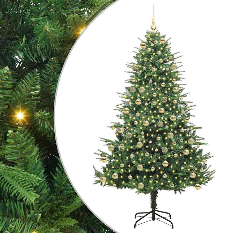 Artificial Pre-lit Kerstboom met Ballenset Groen 210 cm