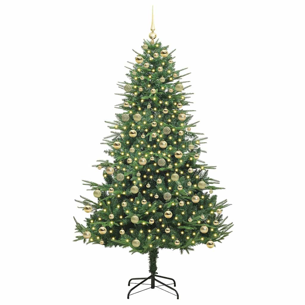 Artificial Pre-lit Kerstboom met Ballenset Groen 210 cm