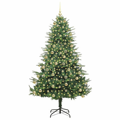 Artificial Pre-lit Kerstboom met Ballenset Groen 210 cm