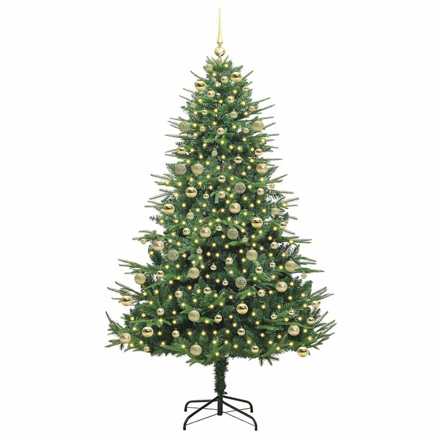 Artificial Pre-lit Kerstboom met Ballenset Groen 210 cm