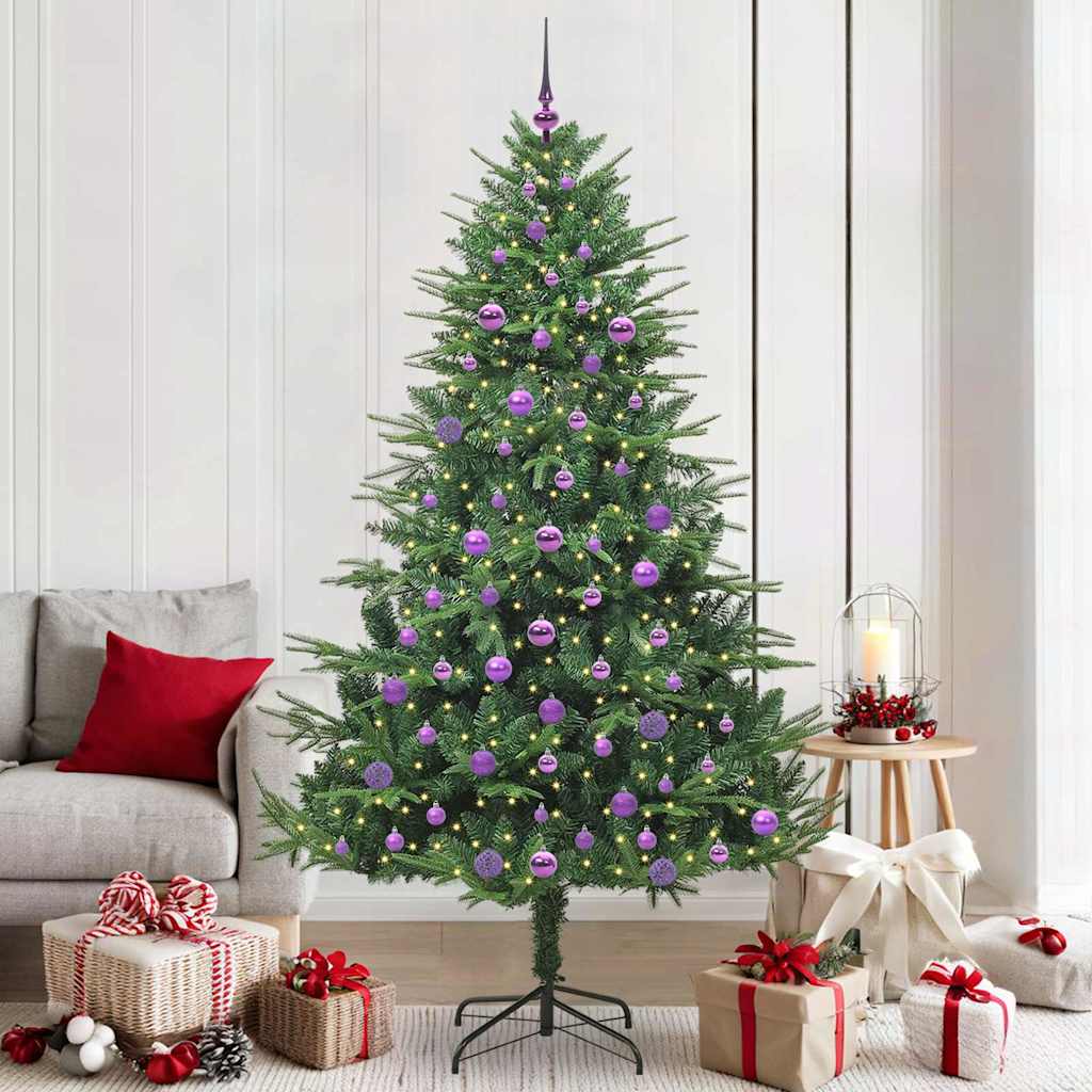 Artificial Pre-lit Kerstboom met Ballenset Groen 210 cm