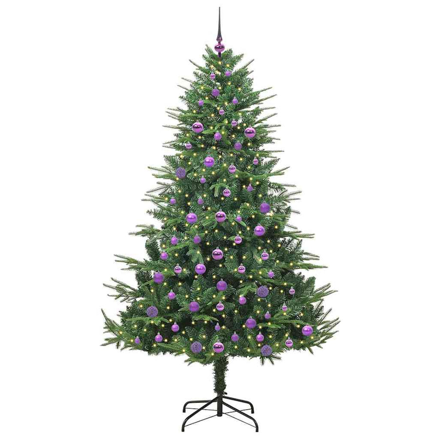 Artificial Pre-lit Kerstboom met Ballenset Groen 210 cm