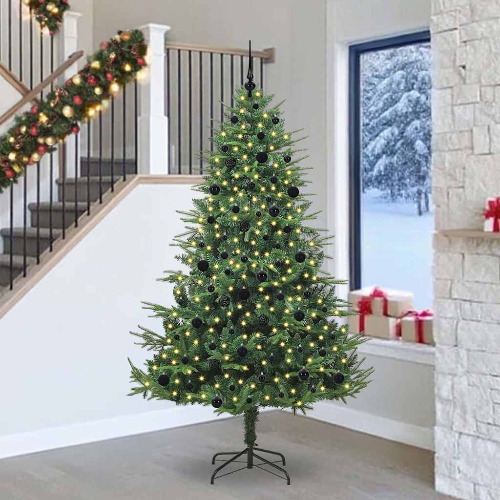 Artificial Pre-lit Kerstboom met Ballenset Groen 240 cm