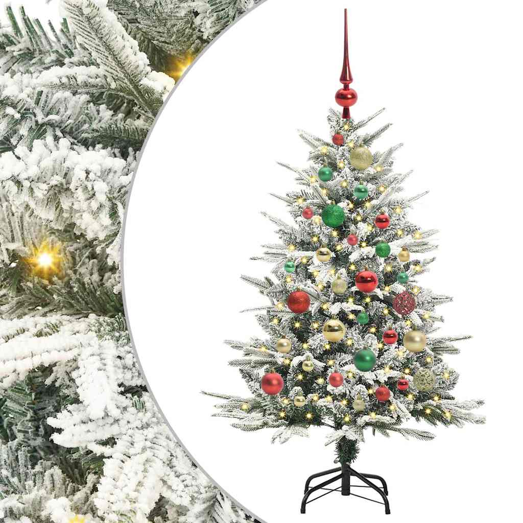 Kunstmatige Vorstverlichte Kerstboom met Bal Set Groen 120 cm