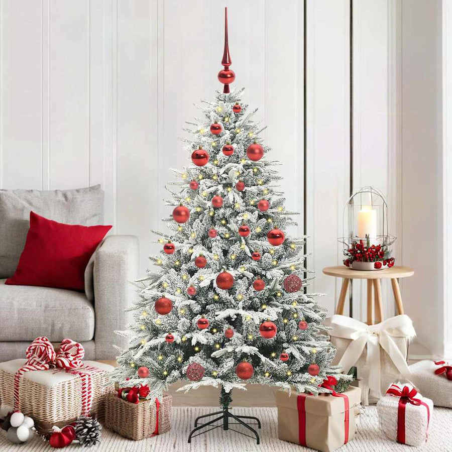 Kunstmatige Vorstverlichte Kerstboom met Bal Set Groen 150 cm