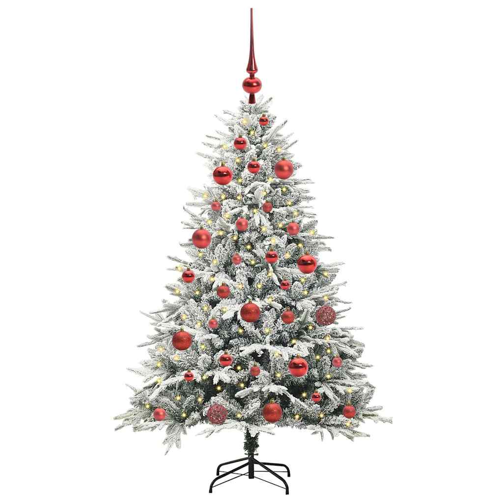 Kunstmatige Vorstverlichte Kerstboom met Bal Set Groen 150 cm
