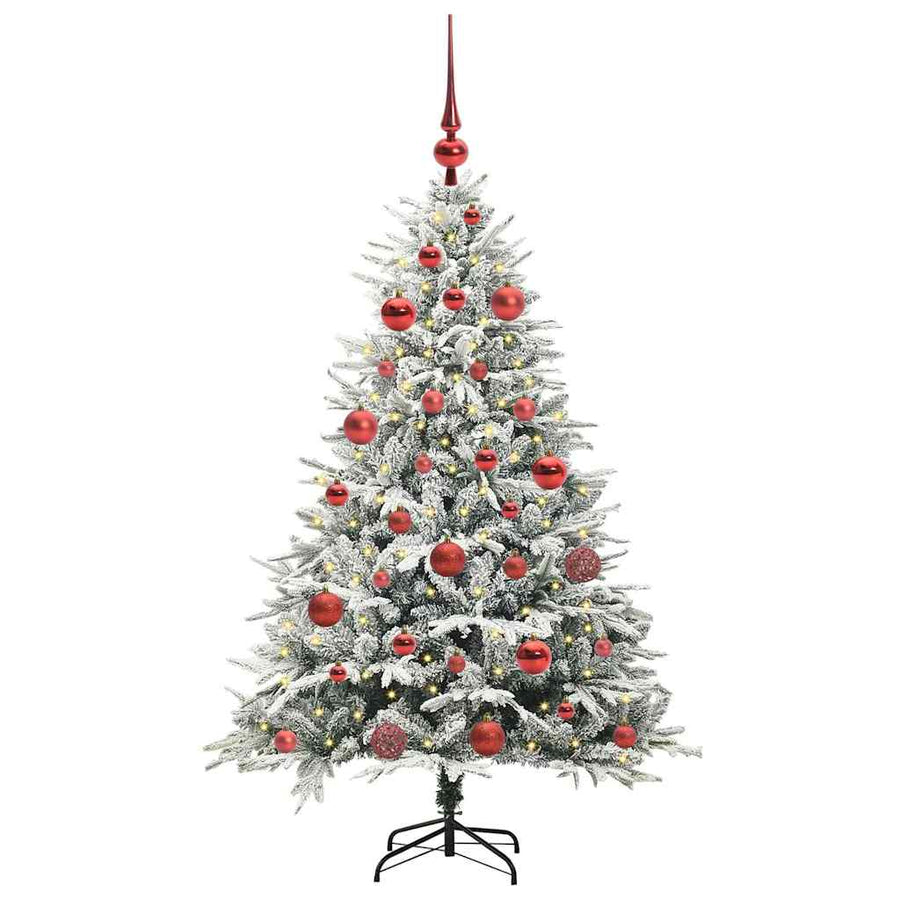 Kunstmatige Vorstverlichte Kerstboom met Bal Set Groen 150 cm