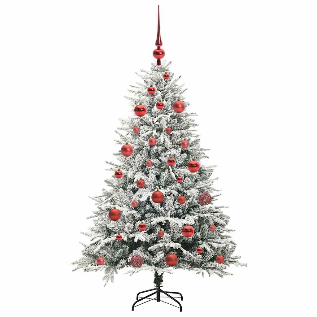 Kunstmatige Vorstverlichte Kerstboom met Bal Set Groen 150 cm