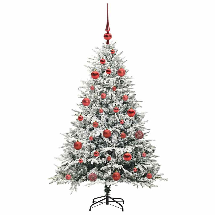 Kunstmatige Vorstverlichte Kerstboom met Bal Set Groen 150 cm