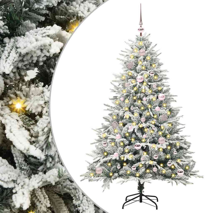 Kunstkerstboom met verlichting en ballenset Groen 150 cm