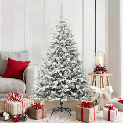 Kunstmatige Vorstverlichte Kerstboom met Bal Set Groen 150 cm