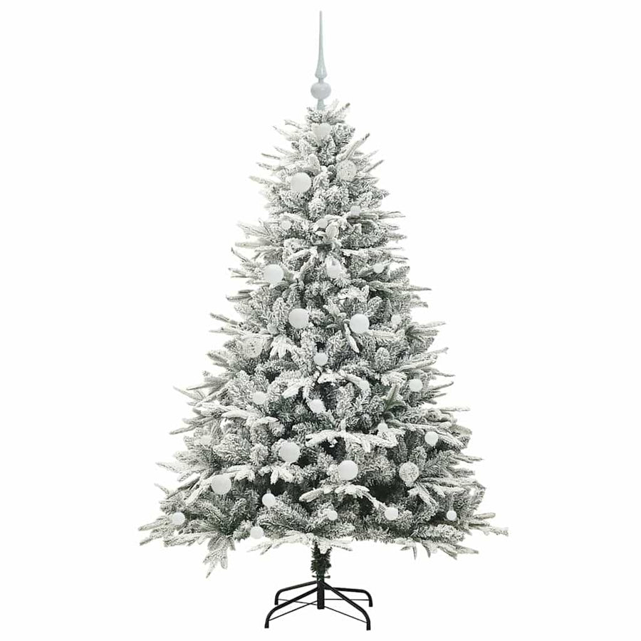 Kunstmatige Vorstverlichte Kerstboom met Bal Set Groen 150 cm