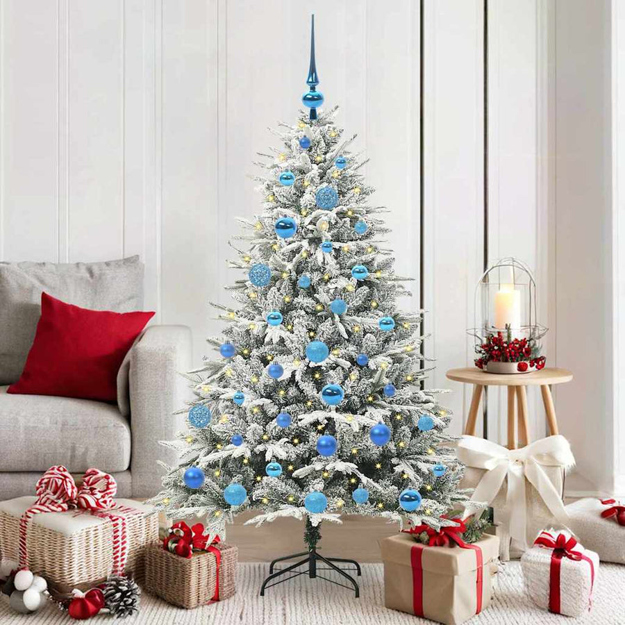 Kunstmatige Vorstverlichte Kerstboom met Bal Set Groen 150 cm
