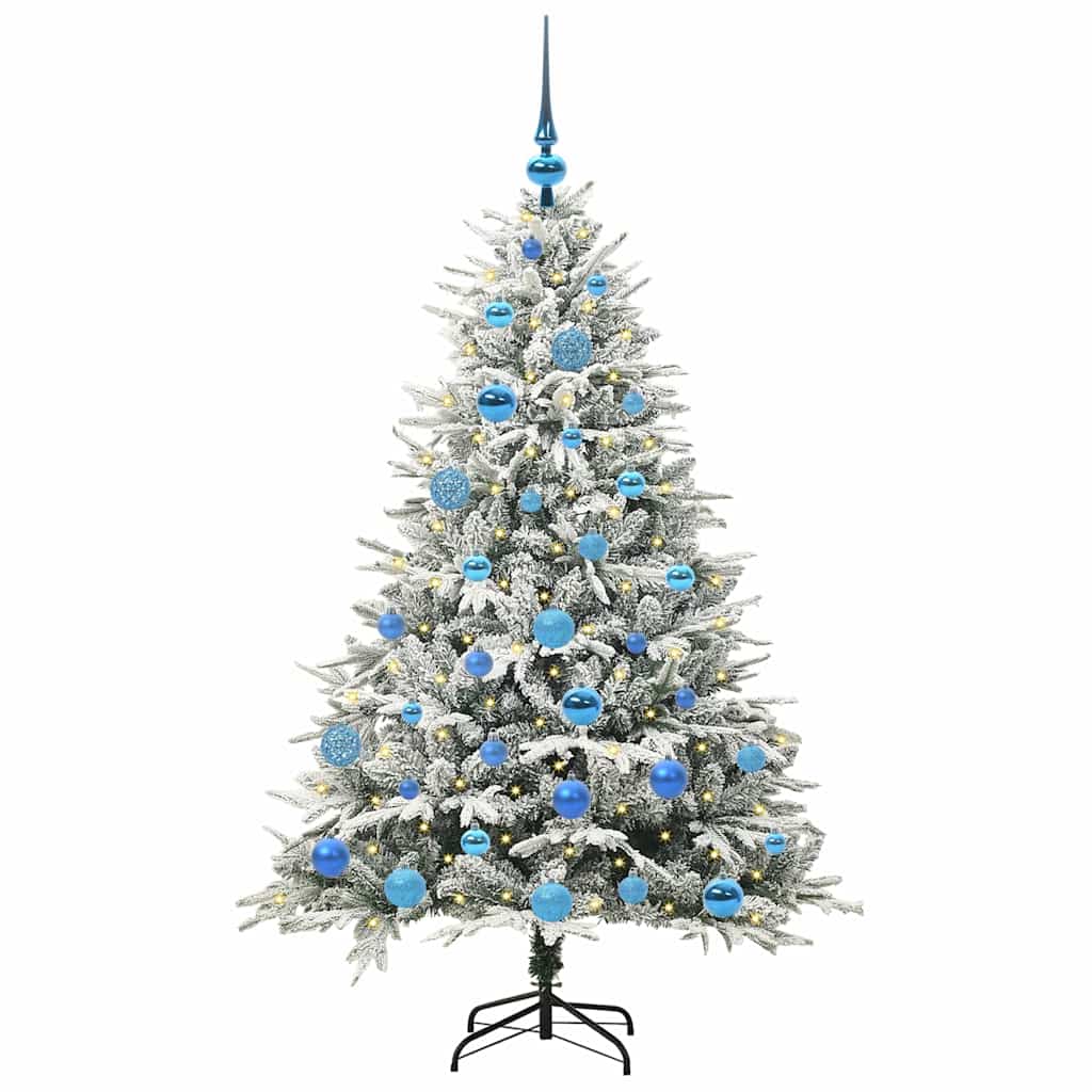 Kunstmatige Vorstverlichte Kerstboom met Bal Set Groen 150 cm