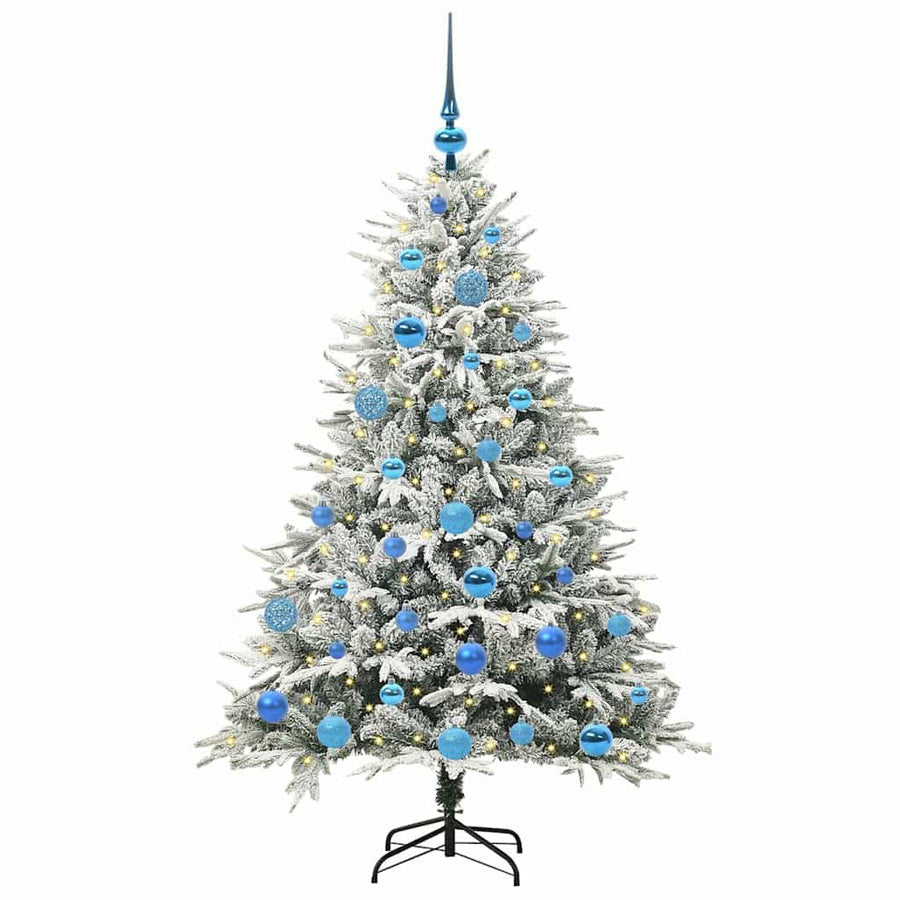 Kunstmatige Vorstverlichte Kerstboom met Bal Set Groen 150 cm