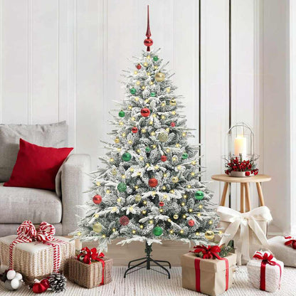 Kunstmatige Vorstverlichte Kerstboom met Bal Set Groen 150 cm