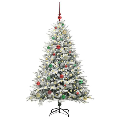 Kunstmatige Vorstverlichte Kerstboom met Bal Set Groen 150 cm